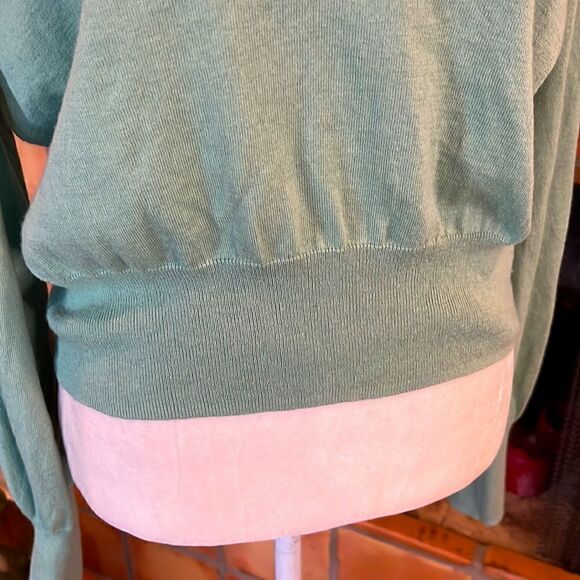 Crush Mint Green Prague V-neck cotton/silk/cashmere blend sweater, 2/M! - Picture 3 of 9